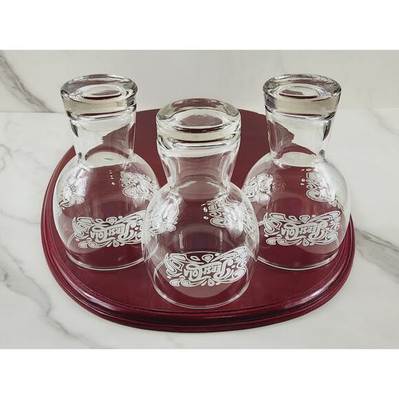 Pepsi Cola Clear Tumbler Glass 16oz Bell Shaped White Logo 6" Pedestal 70's x3 - Picture 11 of 14